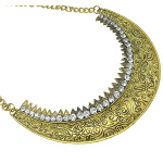 Regal Victorian Filigree & Rhinestone Studded Gold Tone Necklace