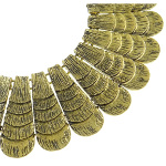 Victorian Style Gold Tone Feather Fan Statement Necklace