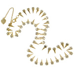 Hip Gold Tone Modern Punk Rhinestone & Spike Necklace