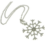 Silver Tone Christmas Theme Rhinestone Snowflake Necklace