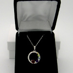 Sterling Silver Multi Faceted Gemstone Open Circle Necklace
