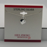 Liquidation Sterling Silver Heart & CZ Stone Pendant Necklace
