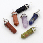 Mixed Natural Polished Gemstone Silver Topped Pendants