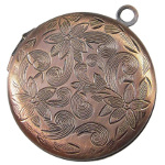 Copper Tone Floral Filigree Round Locket Pendant