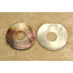 Iridescent Natural Abalone Shell Circular Pendant
