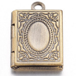 Solid Bright Brass Leather Bound Book Locket Pendant ~ Small