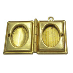 Solid Bright Brass Leather Bound Book Locket Pendant ~ Medium