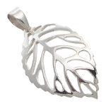 Sterling Silver Polished Reticulated Leaf Silhouette Pendant