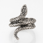 Adjustable Coiled Snake Silver Tone Ring