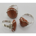Aventurine Gold Stone Silver Plated Rings