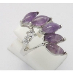 Silver Plated Ring with Genuine Amethyst Stones