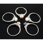 Mixed Size Genuine Freshwater Pearl & Rhinestone Rings