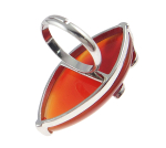 Adjustable Silver Tone Agate Stone with Leaf Overlay Ring