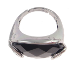 Adjustable Silver Tone Agate Stone with Overlay Ring