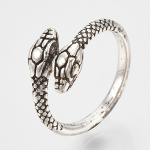 Antiqued Silver Tone Two Headed Snake Ring
