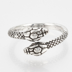 Antiqued Silver Tone Two Headed Snake Ring