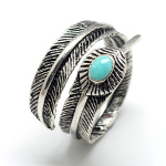 Southwest Faux Turquoise Cab Silver Tone Adjustable Ring