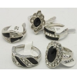 Mixed 1940's Glam Style Enamel Rhinestone Silver Tone Rings