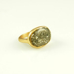 14K Gold Plate Resin Stardust Sparkle Ring ~ Silver Size 7