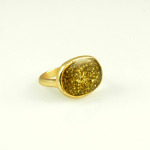 14K Gold Plate Resin Stardust Sparkle Ring ~ Yellow Size 7