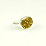 Silver Plate Resin Stardust Sparkle Ring ~ Yellow Size 7