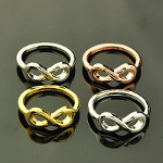 Mixed Copper Gold Silver Tone Infinity Metal Rings Size 7