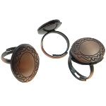 Copper Tone Inscribed Swirl Adjustable Locket Ring