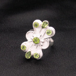 Artist-Crafted Sterling Silver Cocktail Ring ~ Green Peridot