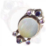 Sterling Silver & Mother of Pearl with Amethyst Accents