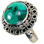 Large Sterling Silver & Genuine Turquoise Ring