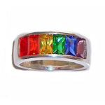 Sterling Silver Rainbow CZ Rectangular Stones Gay Pride