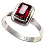 Sterling Silver & Square Garnet Gemstone Ring