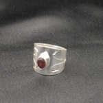 Artist-Crafted Sterling Silver & Garnet Inscribed Ring