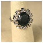 Adjustable Sterling Silver & Facetd Black Onyx Ring