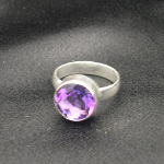Artist-Crafted Sterling Silver & Large Faceted Amethyst Ring