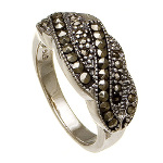 Art Deco Sterling Silver Marcasite Braided Band Ring