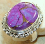 Sterling Silver & Purple Copper Turquoise Cabochon Ring