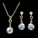 Gold Tone Demi-Parure Clear Sparkle Faceted CZ Stone Jewelry Set