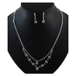 Vintage Style Bridal Rhinestone Necklace & Dangle Earrings Set