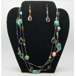 Turquoise Murano Glass CCB & Cats Eye Necklace Earrings Set