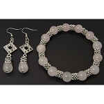 Gemstone Tibetan Silver Spacer Bracelet Set ~ Rose Quartz