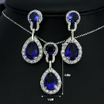 Quality Silver Tone CZ Rhinestone Necklace Earring Set ~ Blue