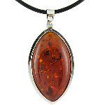 Sterling Silver & Amber Ovoid Pendant