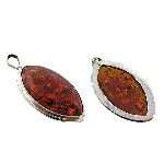 Sterling Silver & Amber Ovoid Pendant