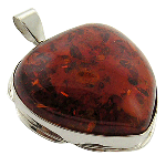 Sterling Silver & Amber Heart Pendant