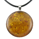 Sterling Silver & Amber Round Pendant