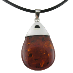Sterling Silver & Amber Drop Pendant