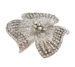 Victorian Style Clear Rhinestone Flower Blossom Brooch