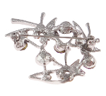 Art Nouveau Silver Tone Tulip & AB Amethyst Rhinestone Brooch