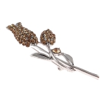 Silver Tone Tulip with Citrine Rhinestone Brooch